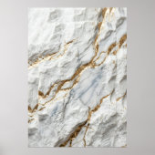 Wit Goud Ader Marmer Luxe Abstract Kunst Poster (Voorkant)