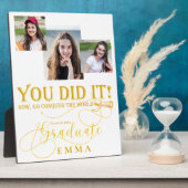 Wit Goud Afstuderen Multi Foto Keepsake Gift Fotoplaat (Zijkant)