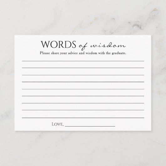 Wit goud Afstuderen woorden van Afstuderen Informatiekaartje (Achterkant)