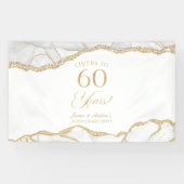 Wit Goud Agate 60ste Huwelijksverjaardag Feest Spandoek (Horizontaal)