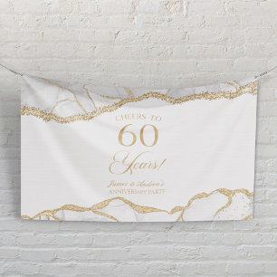 Wit Goud Agate 60ste Huwelijksverjaardag Feest Spandoek