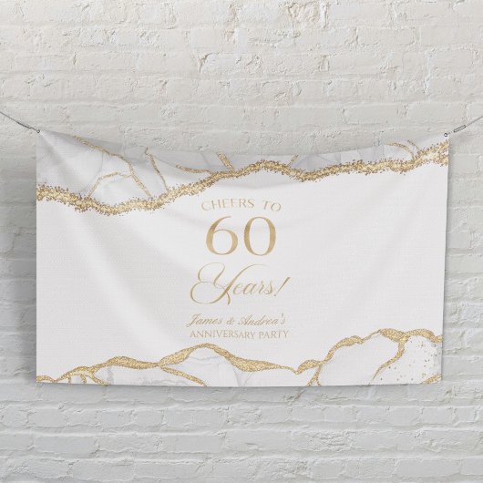 Wit Goud Agate 60ste Huwelijksverjaardag Feest Spandoek