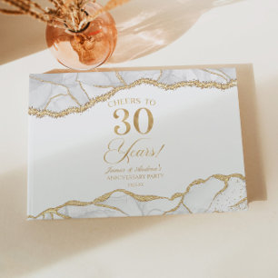 Wit Goud Agatisch 30-jarig Huwelijksjubileum Feest Gastenboek