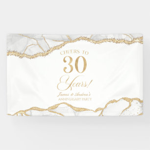 Wit Goud Agatisch 30-jarig Huwelijksjubileum Feest Spandoek
