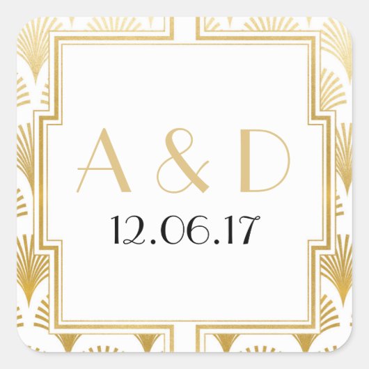 Wit & Goud Art Deco 1920's Ronde Stickers Label (Voorkant)