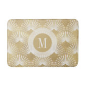Wit & goud art-deco geometrisch patroon badmat (Voorkant)