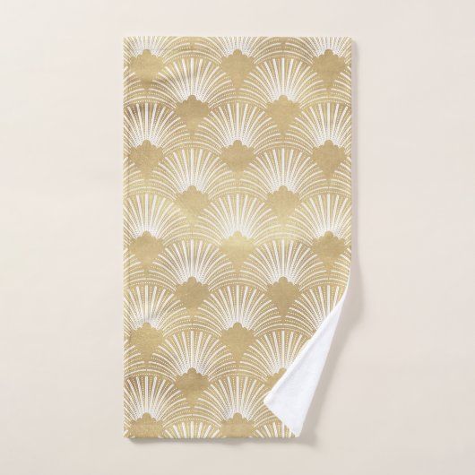 Wit & goud art deco patroon bad handdoek (Handdoek)