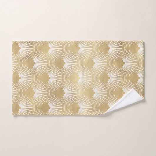 Wit & goud art deco patroon bad handdoek (Handdoek)