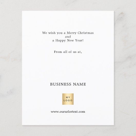 Wit goud bauble foto zakelijke kerstkaart (Achterkant)