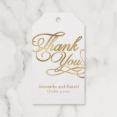 Wit & Goud Bedankt Calligrafie Trouwen Cadeaulabels (Achterkant)