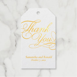 Wit & Goud Bedankt Calligrafie Trouwen Cadeaulabels