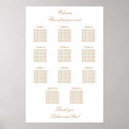 Wit Goud Beige 11 Tafel Trouwstoelindeling Poster