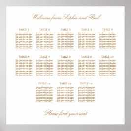 Wit Goud Beige 13 Tafel Trouwstoelindeling Poster