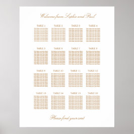Wit Goud Beige 16 Tafel Trouwstoelindeling Poster