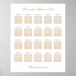 Wit Goud Beige 20 Tafel Trouwstoelindeling Poster