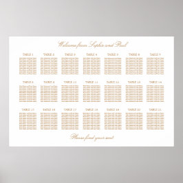 Wit Goud Beige 21 Tafel Trouwstoelindeling Poster