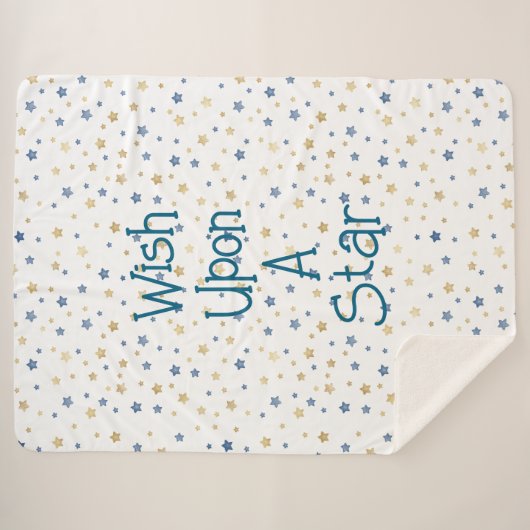 Wit Goud Blauw Wens op een ster Sherpa Deken (Voorkant (horizontaal))