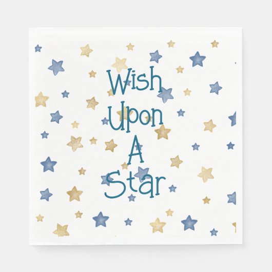 Wit Goud Blauw Wens Op Een Sterrenverjaardag Servet (Voorkant)