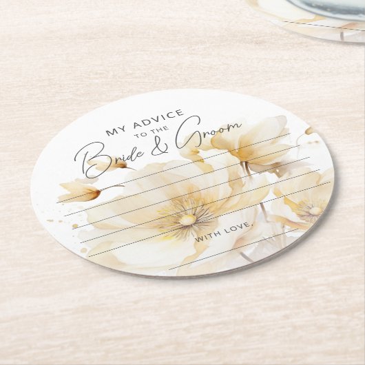 Wit Goud Bloem Advies Bruid Bruidegom Favoriet Ronde Kartonnen Onderzetter (Gebogen)