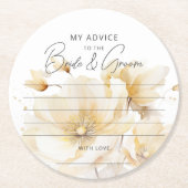 Wit Goud Bloem Advies Bruid Bruidegom Favoriet Ronde Kartonnen Onderzetter (Voorkant)