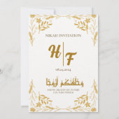 Wit Goud Bloem Lijst Elegant Modern Nikah Kaart (Achterkant)