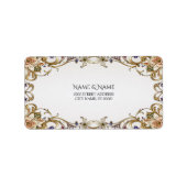 Wit Goud Bloemen Adres Label (Voorkant)