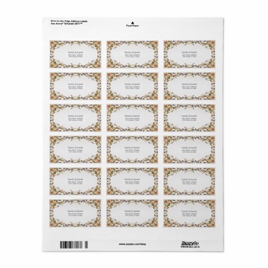 Wit Goud Bloemen Adres Label (Full Sheet)