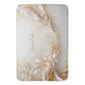 Wit Goud Bloemen Badmat (Voorkant Verticaal)