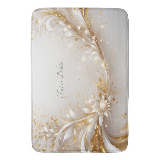 Wit Goud Bloemen Badmat (Voorkant Verticaal)