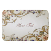 Wit Goud Bloemen Badmat (Voorkant)
