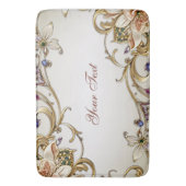 Wit Goud Bloemen Badmat (Voorkant Verticaal)