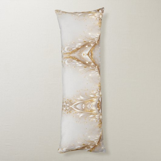 Wit Goud Bloemen Body Kussen (Achterkant (Verticaal))