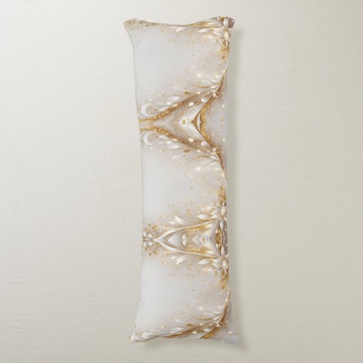 Wit Goud Bloemen Body Kussen (Voorkant Verticaal)