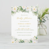 Wit & Goud Bloemen Boeken voor Baby Baby shower Kaart (Staand voorkant)