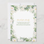 Wit & Goud Bloemen Boeken voor Baby Baby shower Kaart (Achterkant)