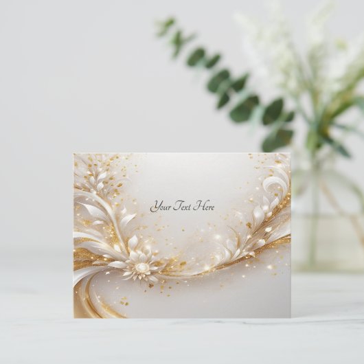 Wit Goud Bloemen Briefkaart (Staand voorkant)