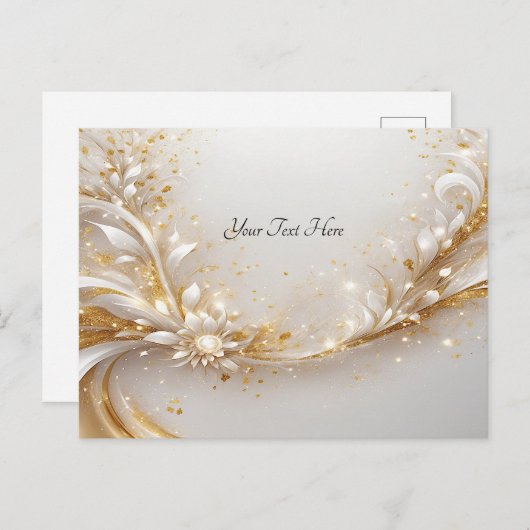 Wit Goud Bloemen Briefkaart (Voorkant / Achterkant)