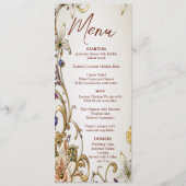Wit Goud Bloemen Bruiloft Menu (Voorkant)