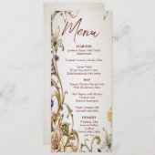 Wit Goud Bloemen Bruiloft Menu (Voorkant / Achterkant)