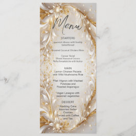 Wit Goud Bloemen Bruiloft Menu
