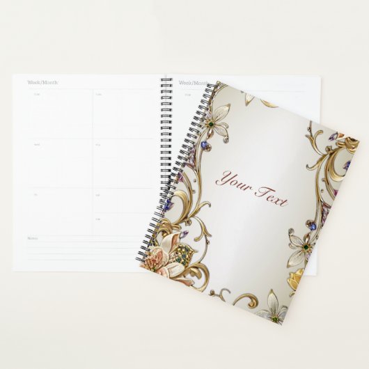 Wit Goud Bloemen Bruiloft Planner (Display)