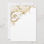 Wit Goud Bloemen Damask Monogram Huwelijk Kaart (Achterkant)