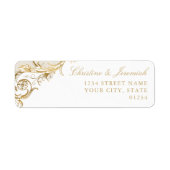  Wit Goud Bloemen Damask Retouradres Etiket (Voorkant)