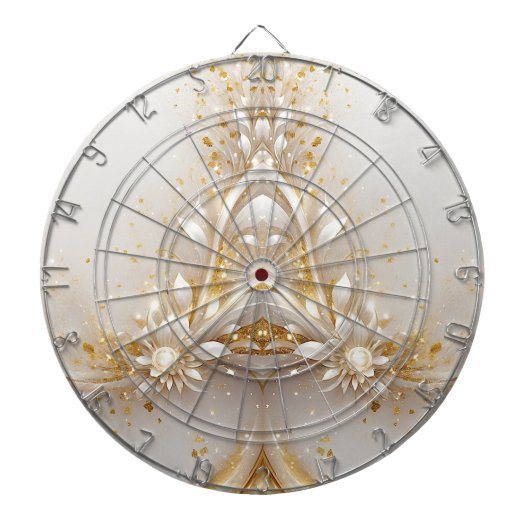 Wit Goud Bloemen Dartboard Dartbord (Voorkant)