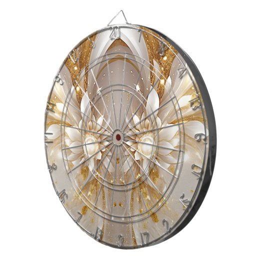 Wit Goud Bloemen Dartboard Dartbord (Voorkant Rechts)