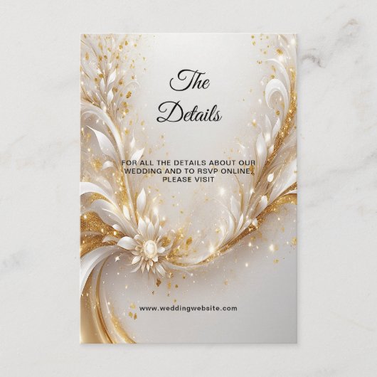 Wit Goud Bloemen Detail Behuizing Kaart (Voorkant)