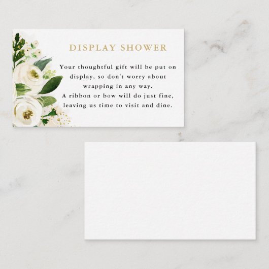 Wit Goud Bloemen Display Douche Behuizing Kaart (Voorkant / Achterkant)