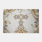 Wit Goud Bloemen Doormat Deurmat (Voorkant)