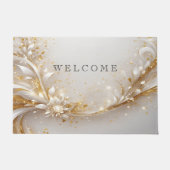 Wit Goud Bloemen Doormat Deurmat (Voorkant)