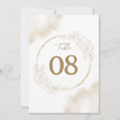 Wit Goud Bloemen Elegante Trouwtafel Nummers (Voorkant)